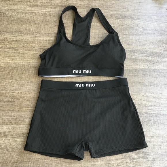Miu Miu Black Activewear Set Sports Bra And Shorts